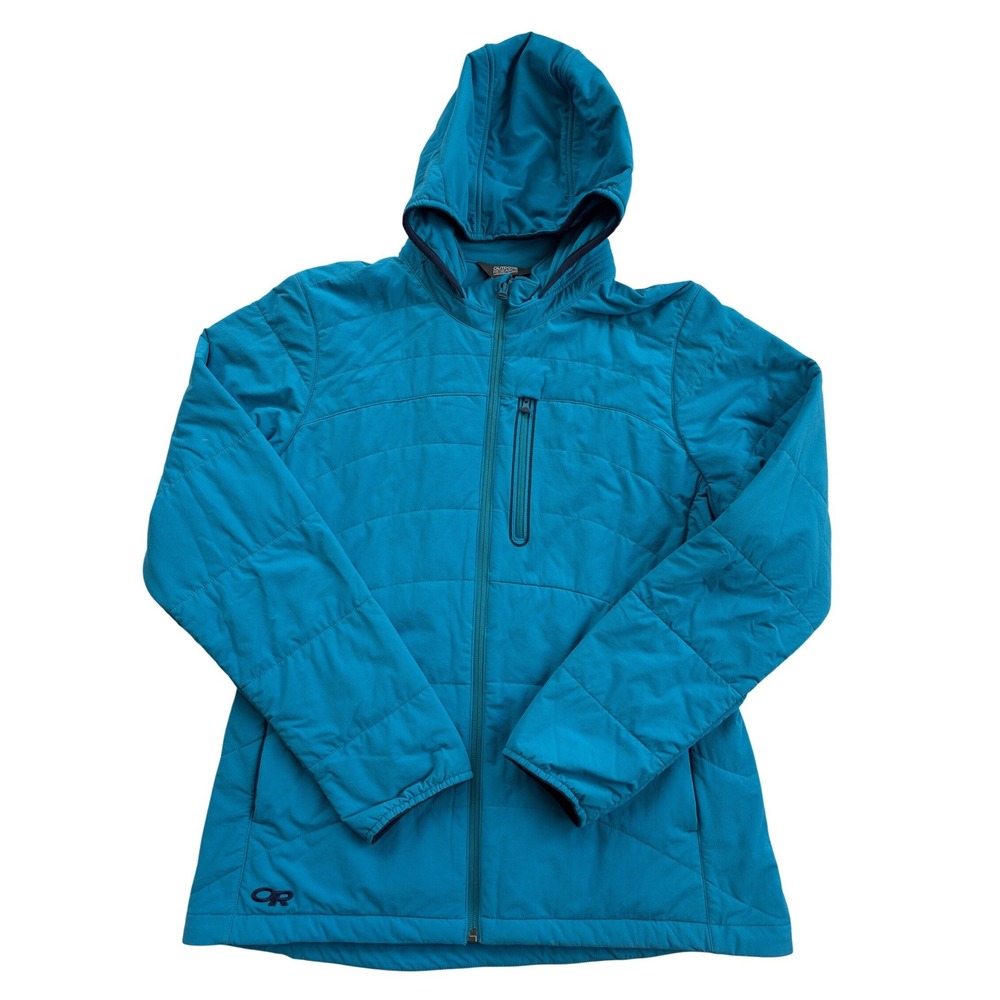 Outdoor Research Insulated Hoodie Women XL Teal Excellent Quilted Zip Jacket